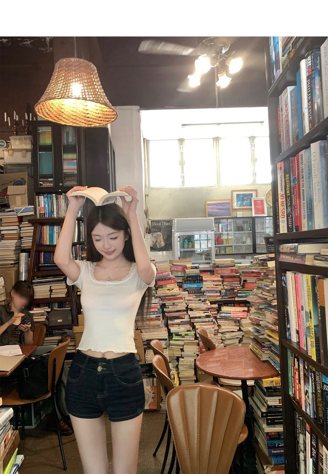 25Oct. 韓女身材豐胯海綿墊原色百搭牛仔短褲