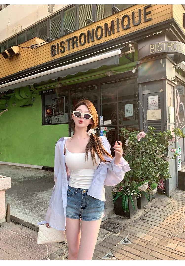 Jun. 智感通勤百搭藍色寬鬆襯衫