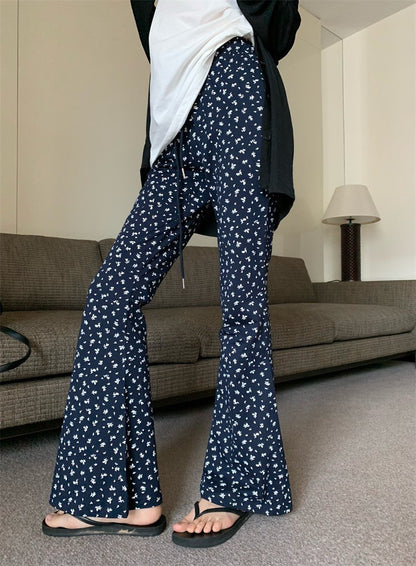 25Jul. 百搭王 休閒私服白色背心 碎花喇叭褲