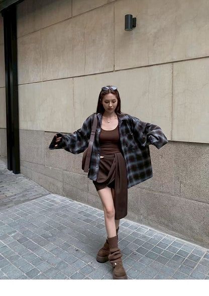 25Aug. 美式慵懶U領肯豆背心 咖