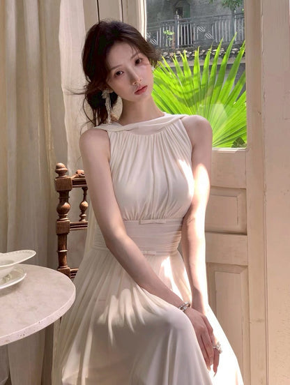 25Aug. 志玲姐姐氣質繆思收腰長洋裝 米白