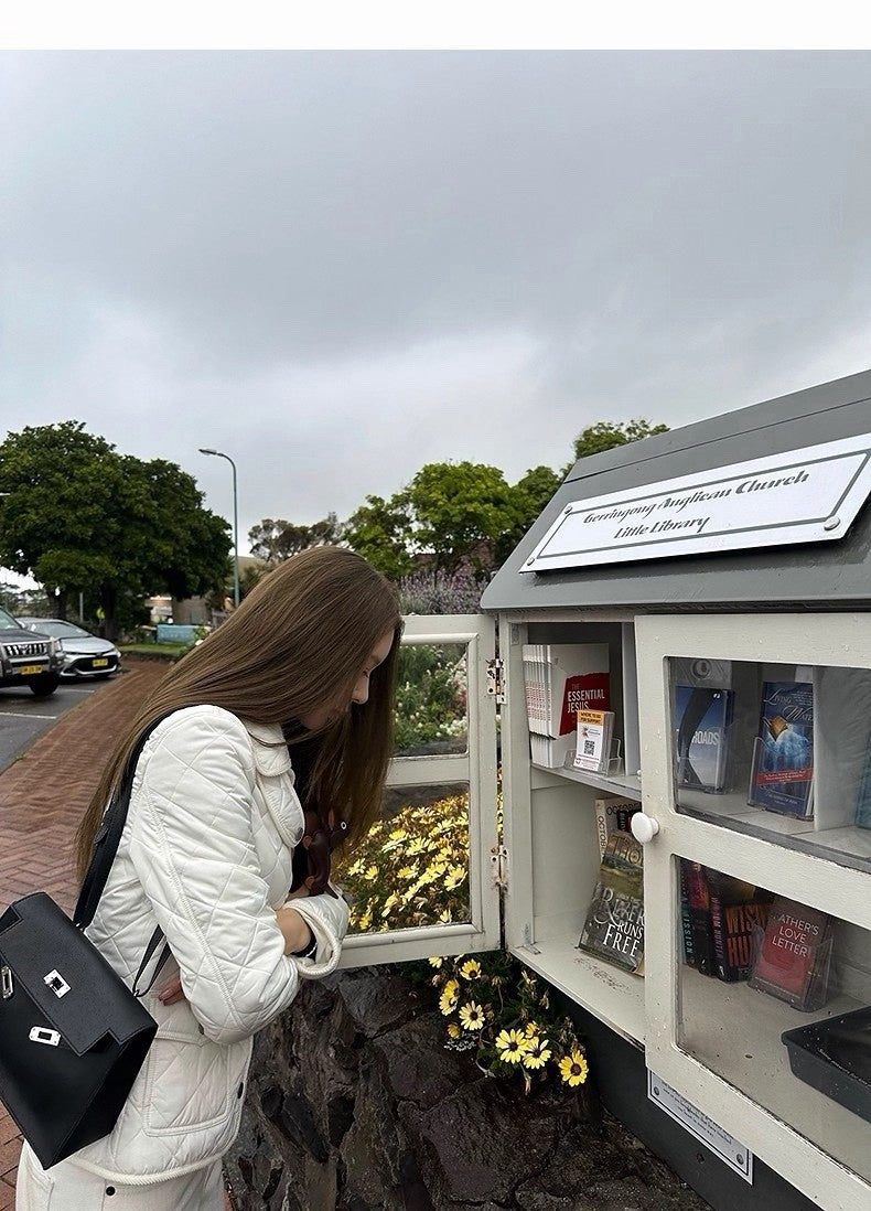 25Dec. Rha1*老錢菱格紋收腰羽絨外套 白