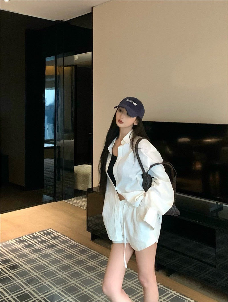 Jun. 休閒呼吸衫 N次穿不膩寬鬆襯衫上衣 抽繩短褲