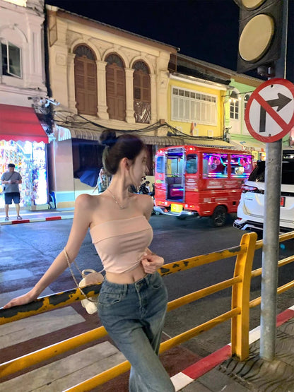 26May. 草莓奶霜復古格紋抹胸背心（加購不單售）
