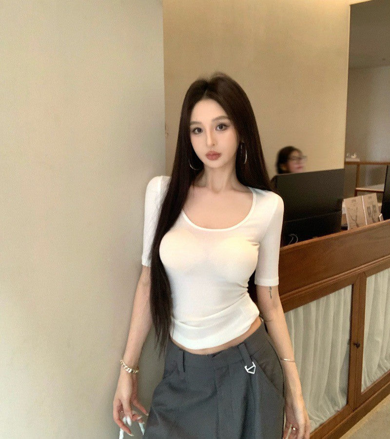 25Jul. 淡顏天菜 U領/圓領正肩好版型上衣 米白/黑色