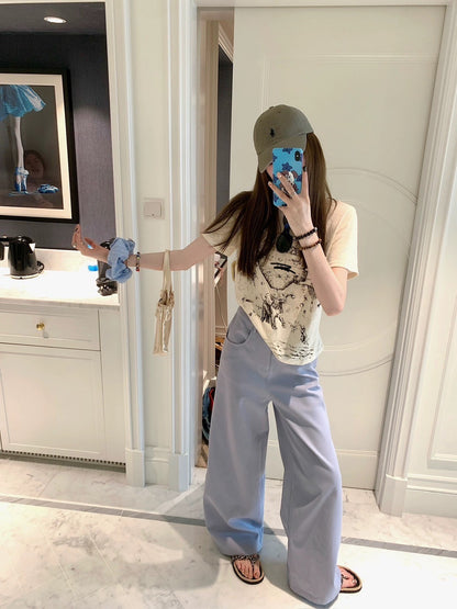 Aug. 私服 雪花棉親膚柔軟Di*r圖案印花上衣