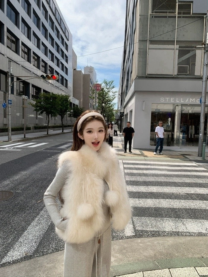 25Nov. 朝霧紗雪cashmere山羊絨軟綿綿短毛馬甲 月光杏