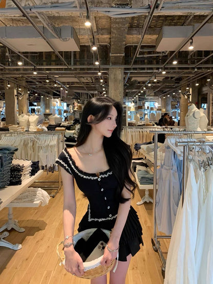 25Aug. 法式古著多層蕾絲花兩穿上衣