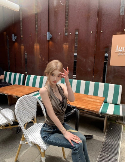 Mar. 野性代碼 美系辣妹蘯領背心 綠