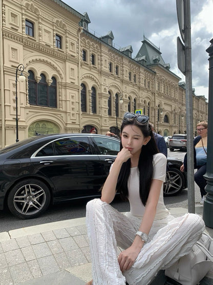 25Aug. arman*俐落圓領正肩針織上衣 白/黑