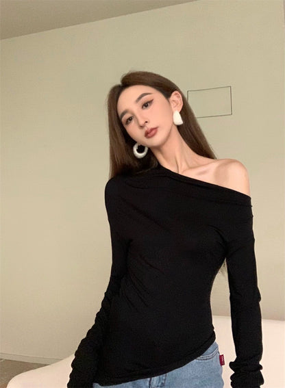 25Jul. 復古熱潮 斜肩彈力面膜踢 淺灰/黑