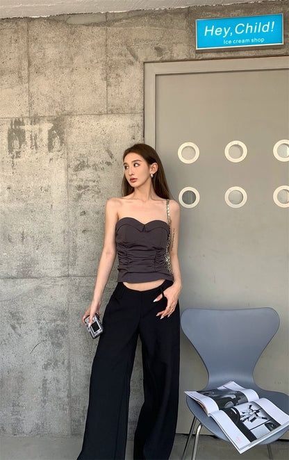 25Jul. 高級西裝修身抹胸（帶胸墊）灰