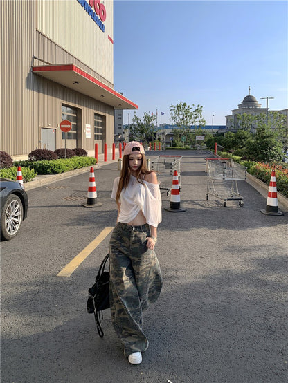 Jun. DITA美式甜酷百搭迷彩工裝褲