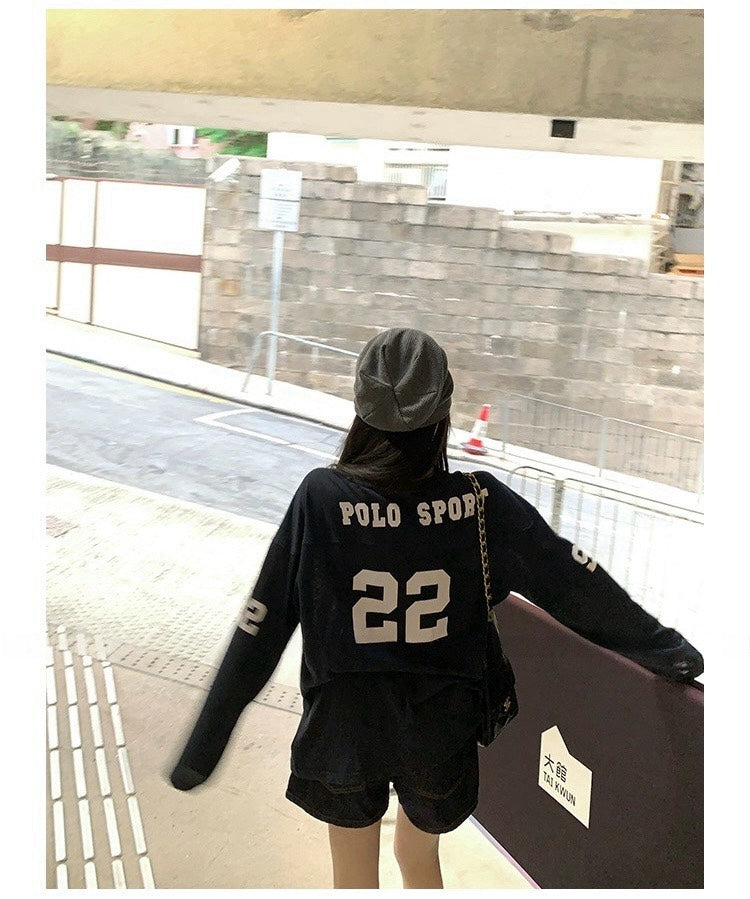 25Nov. 美式outfit珍妮私服數字寬鬆上衣 藏藍