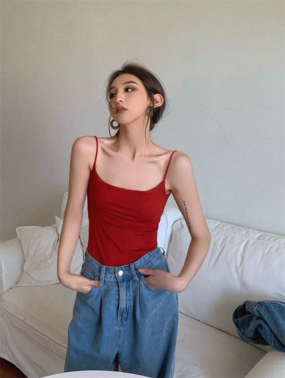 25Jul. 基礎版型 超好搭歐美低領螺紋背心 紅/藍