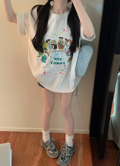 25Dec. 摩登原始人卡通印花寬鬆上衣