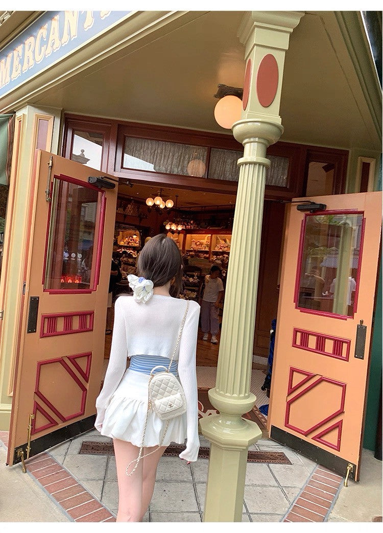 25Sep. 海鹽蘇打甜美針織抹胸2件組 花苞高腰裙