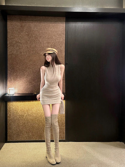 25Dec. 茶藝嬌女氣質燕麥飄帶包臀裙