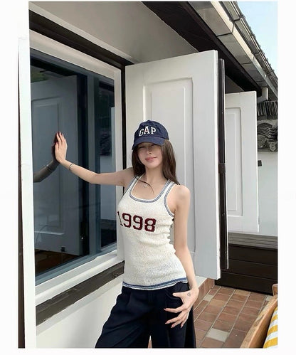 26May. 美式girl數字印花滾邊針織背心