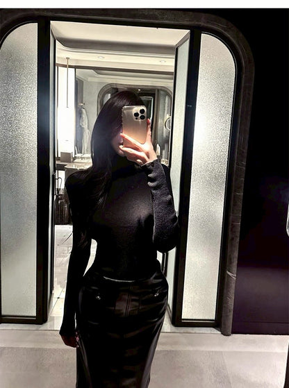 25Dec. 百搭舒適牌羊毛高領打底上衣 杏/黑