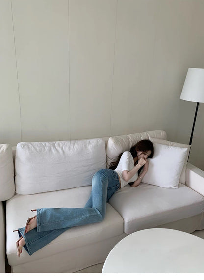 26Jul. 韓chic第一條豐胯淺色牛仔喇叭褲