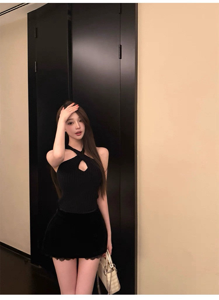 26Feb. 純欲線條 性感扭結水滴針織背心3色