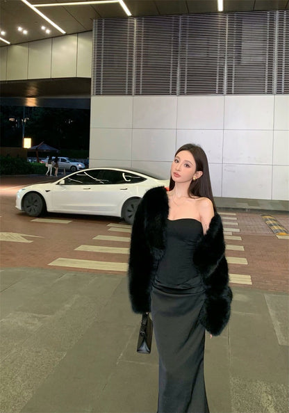 Jan. 神秘黑 顯瘦魚骨抹胸 法式半身裙