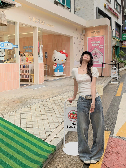 25Nov. 碎落星河鑽閃復古闊腿牛仔褲