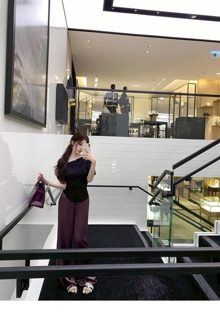 25Aug. 幸運紫絲滑醋酸休閒褲 紫