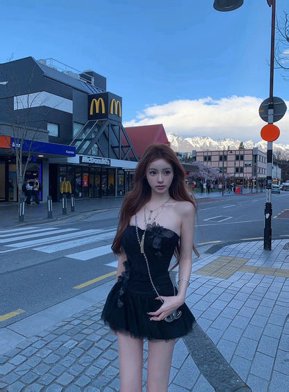 26Apr. 捕夢少女 少女層次感花紗抹胸套裝 黑