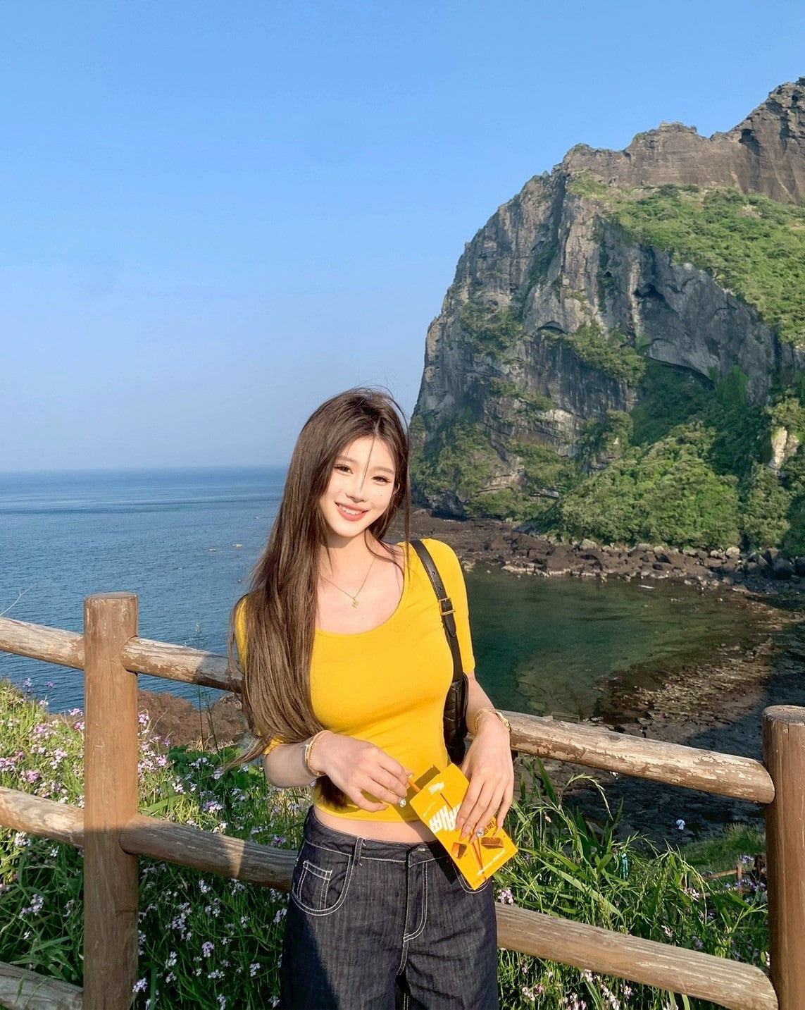 25Aug. 嫩模休閒芭蕾5分袖純色上衣 粉/黃