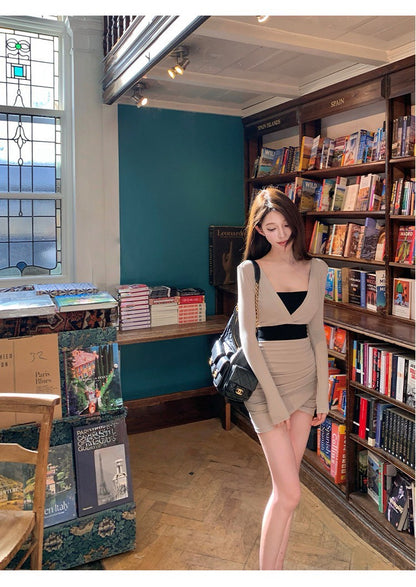 25Oct. 層次美學氣質撞色收腰連身裙