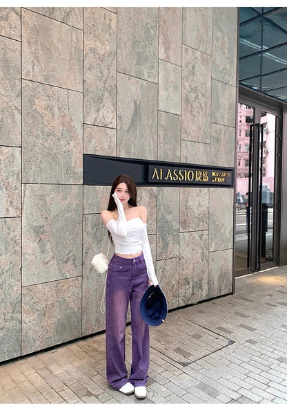 25Oct. 純慾入侵 顯瘦一字肩短款上衣 白