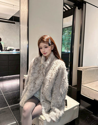 25Dec. Teddy熊毛毛韓系柔軟寬鬆外套 泰迪棕/灰