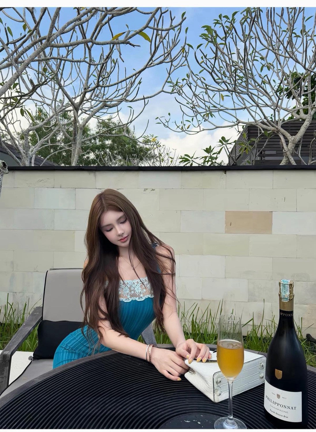 26Jul. Chlo*花蕾拼接氣質連身裙 粉/藍