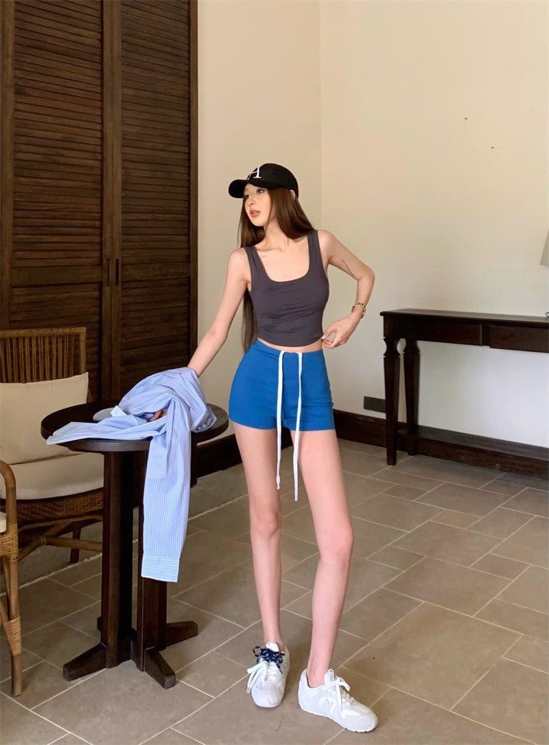 May. 歐美簡約U領背心 淺灰/深灰