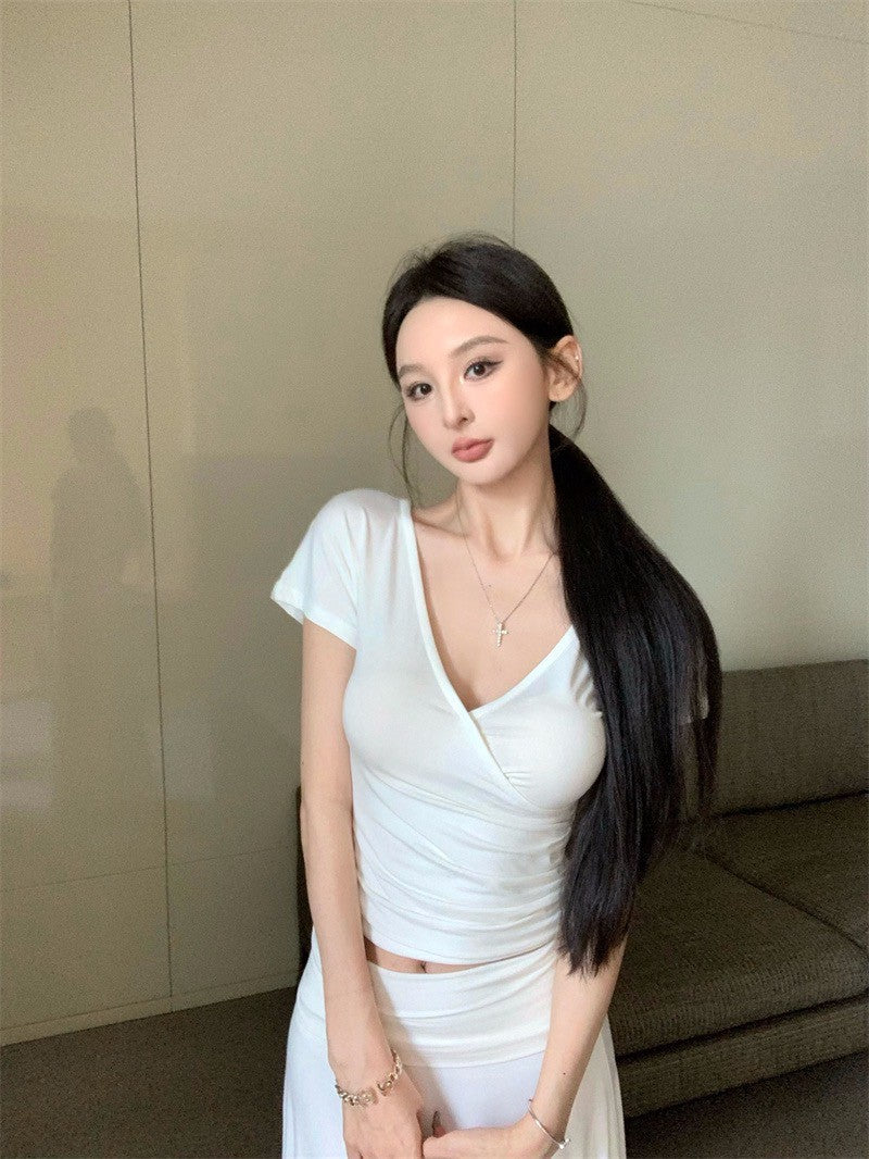 25Jul. 一眼愛上！紙片上衣半身裙套裝 米白