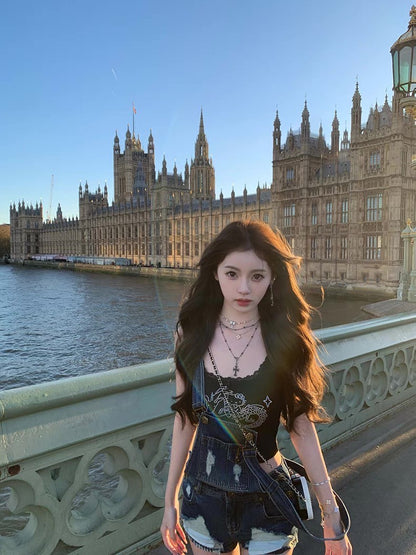 Jun. 凱蒂喵喵醬 燙鑽kitty蕾絲背心 3色