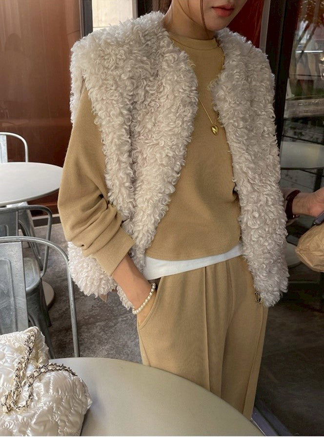 25Dec. 圈圈軟羊羔寬鬆馬甲外套