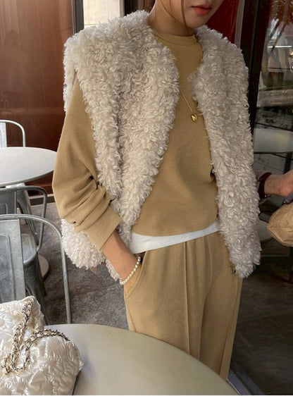 25Dec. 圈圈軟羊羔寬鬆馬甲外套