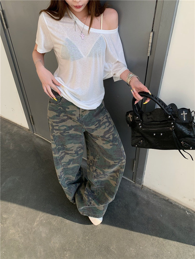 Jun. DITA美式甜酷百搭迷彩工裝褲