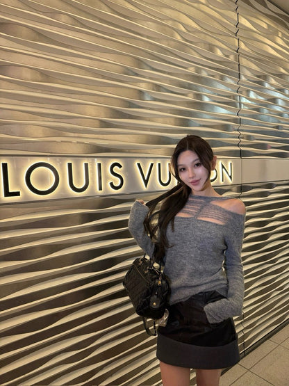 26Jan. 高級感手工縷空絲線圓領針織上衣 4色