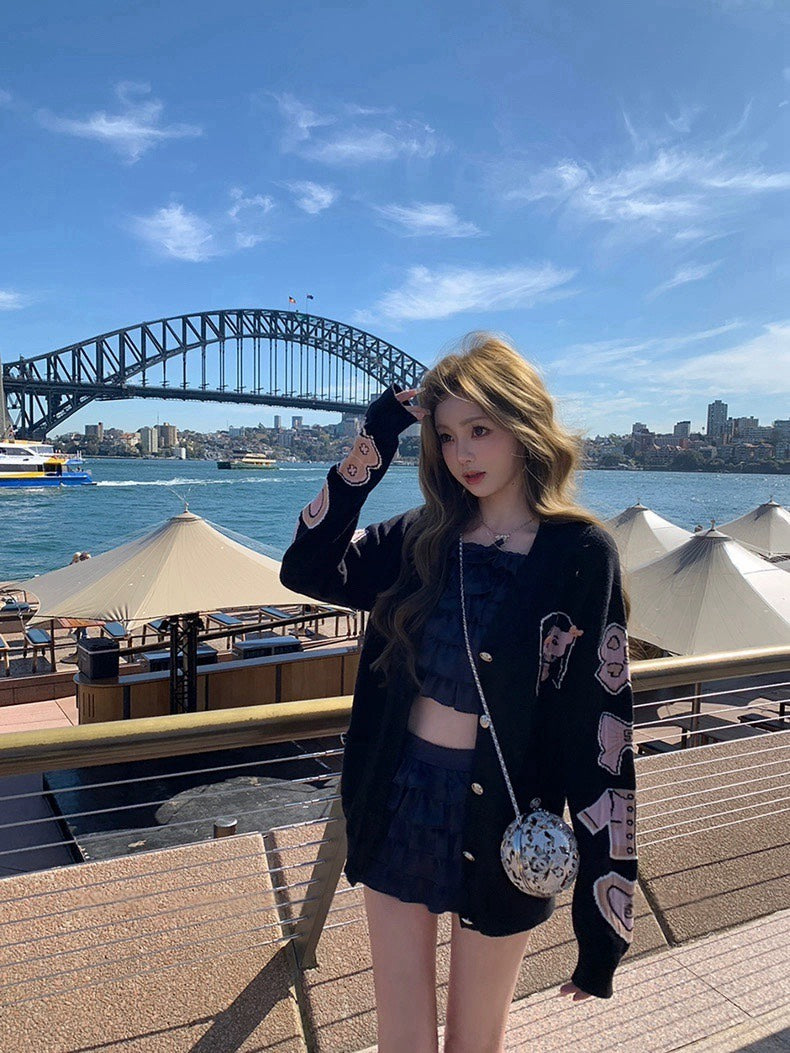 25Nov. 可鹽可甜俏皮千層荷葉半身裙套裝 藏藍