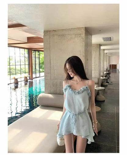 26Jul. 天鵝湖萦麻花辮純慾垂感連身裙 藍
