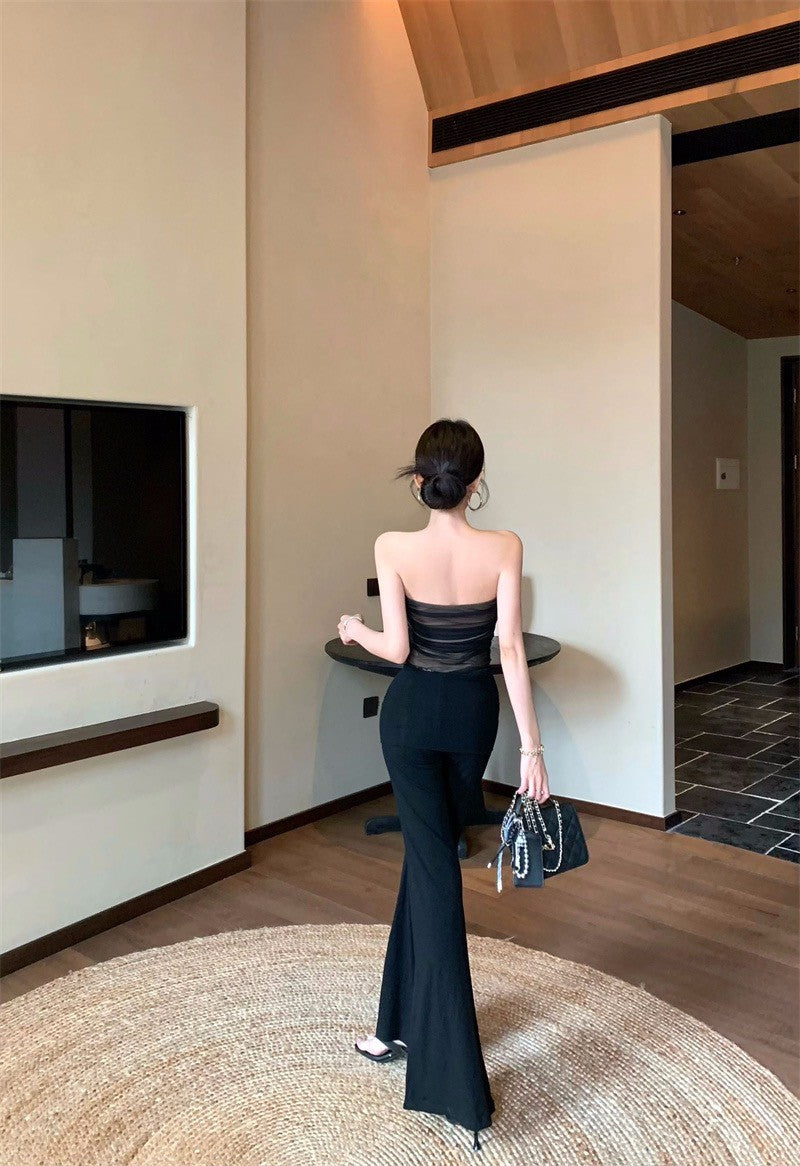 Jun. Kiss初吻性感網紗抹胸 鈕扣開衫 黑