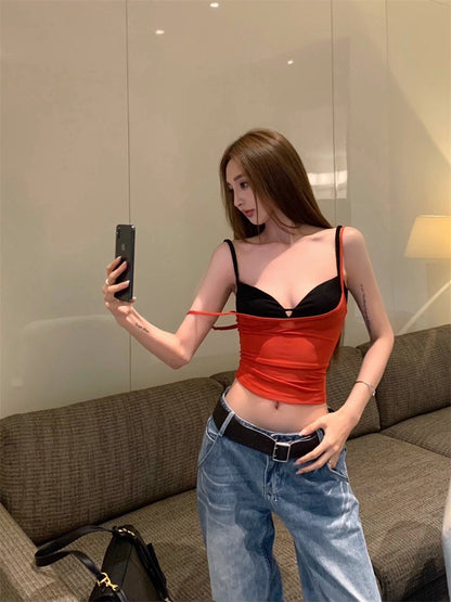 25Jul. 滿分辣妹 外穿疊穿2色選套頭背心 紅色內衣另選