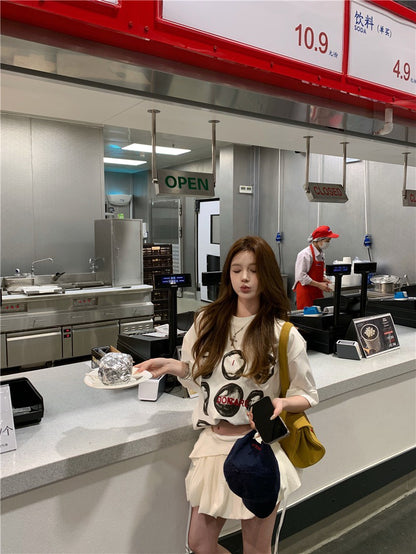 Jun. 初階芭蕾花苞蓬蓬半身裙 美式印花寬鬆上衣