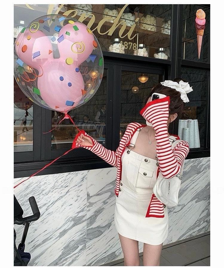 25Nov. 春日小記 復古紅白條紋針織圓領開衫