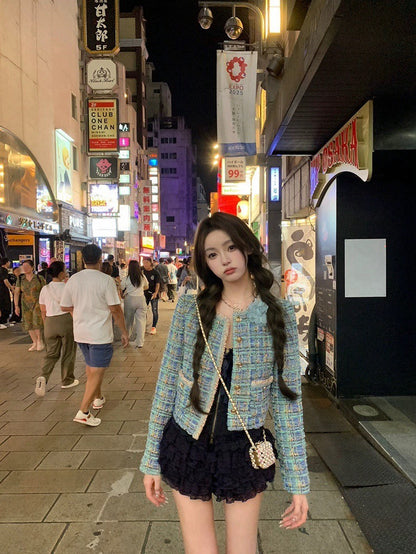 25Nov. 25A仙品香香彩色編織小香外套 藍