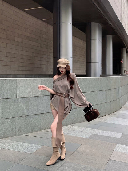 26Jan. 復古美式鬆弛vibe披風罩衣 卡其